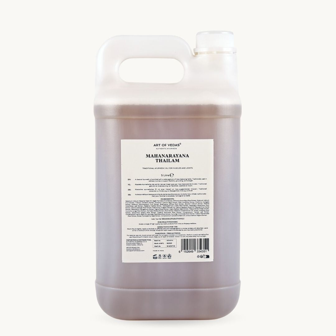 Art of Vedas Mahanaryana Thailam 5 Litre - Bulk Ayurvedic Oil for Pain and Inflammation Relief