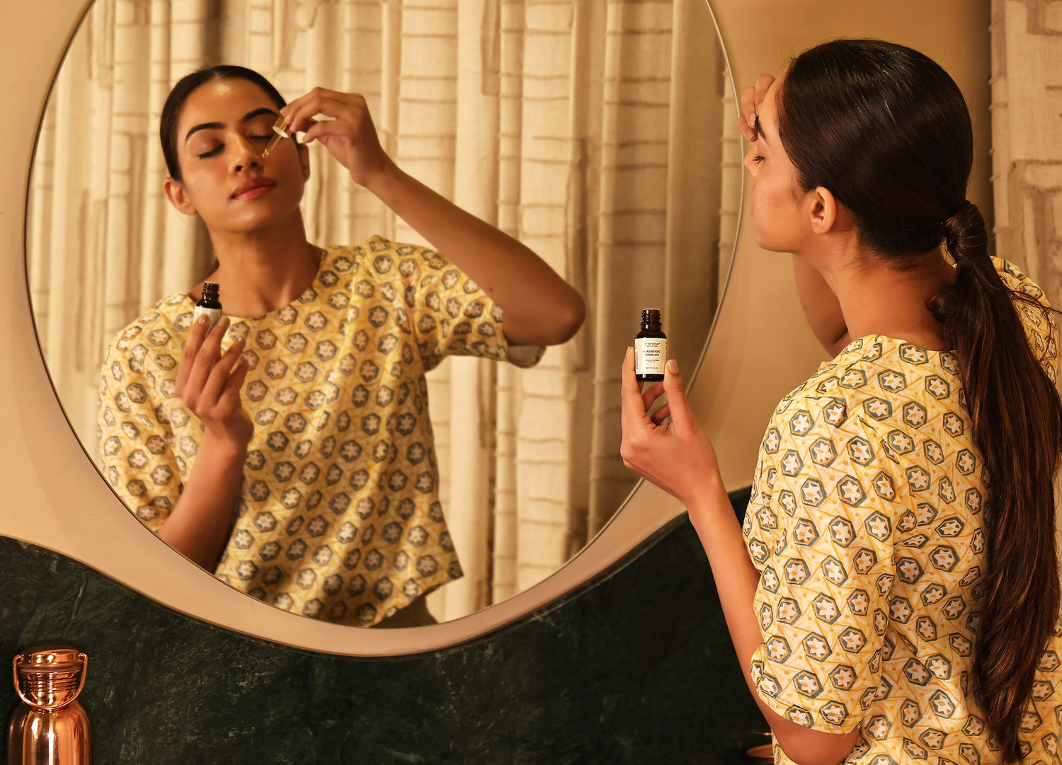 Art of Vedas Nasya Practice Explained - Woman Applying Ayurvedic Nasal Oil Drops for Sinus Health and Clarity