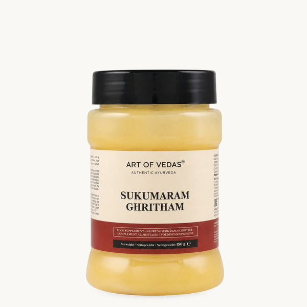Art of Vedas Sukumaram Ghritham, klassiskt ayurvediskt ghee: Ashwagandha, Shatavari, lakrits. Burk om 150 g